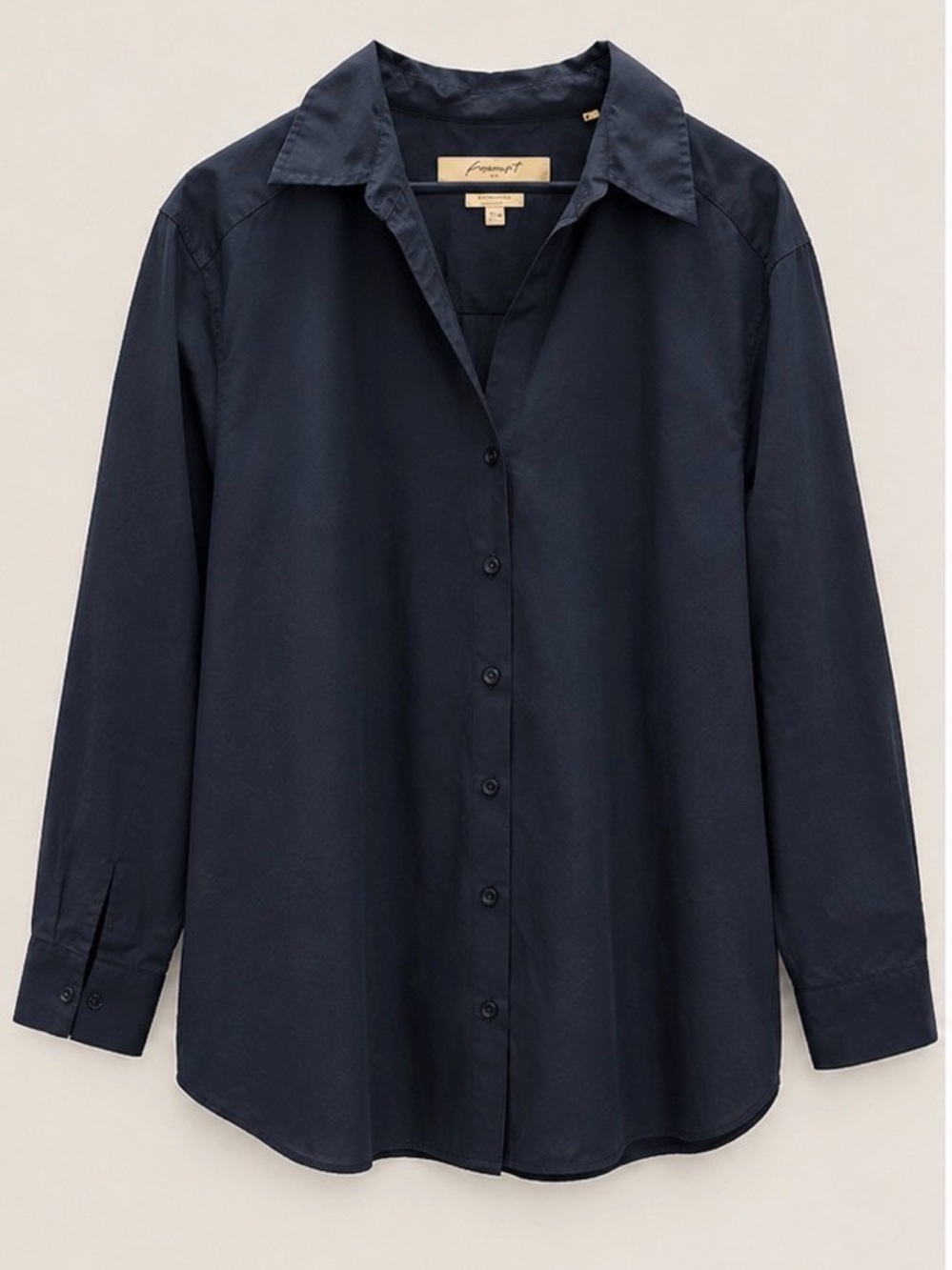 Foxcroft Navy Long-Sleeve Button-Down Blouse